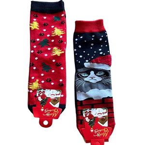 ♥️2 pr Festive Christmas Cat and Tree Socks